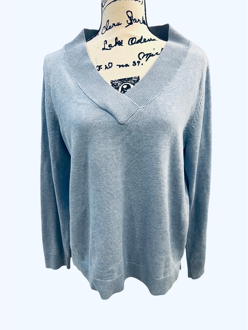 NWOT Karen Scott Light Blue Crossover V-Neck Cotton Pullover Sweater - Size M